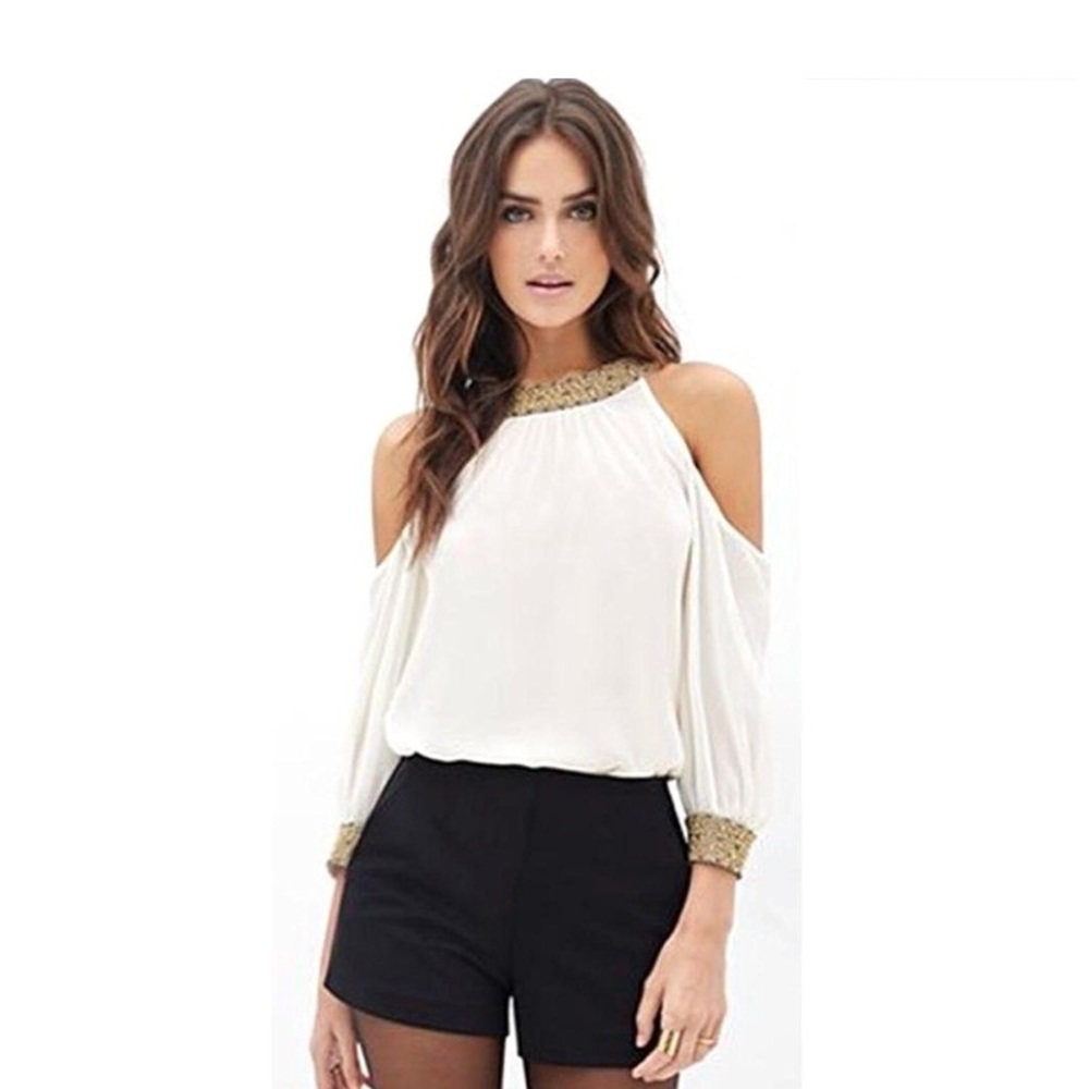 NWOT White & Gold Top